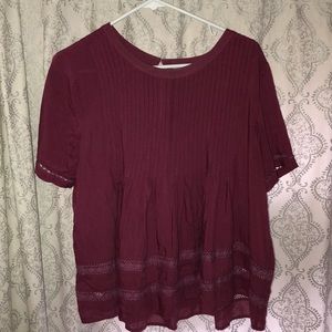 Burgundy top with crochet detailing